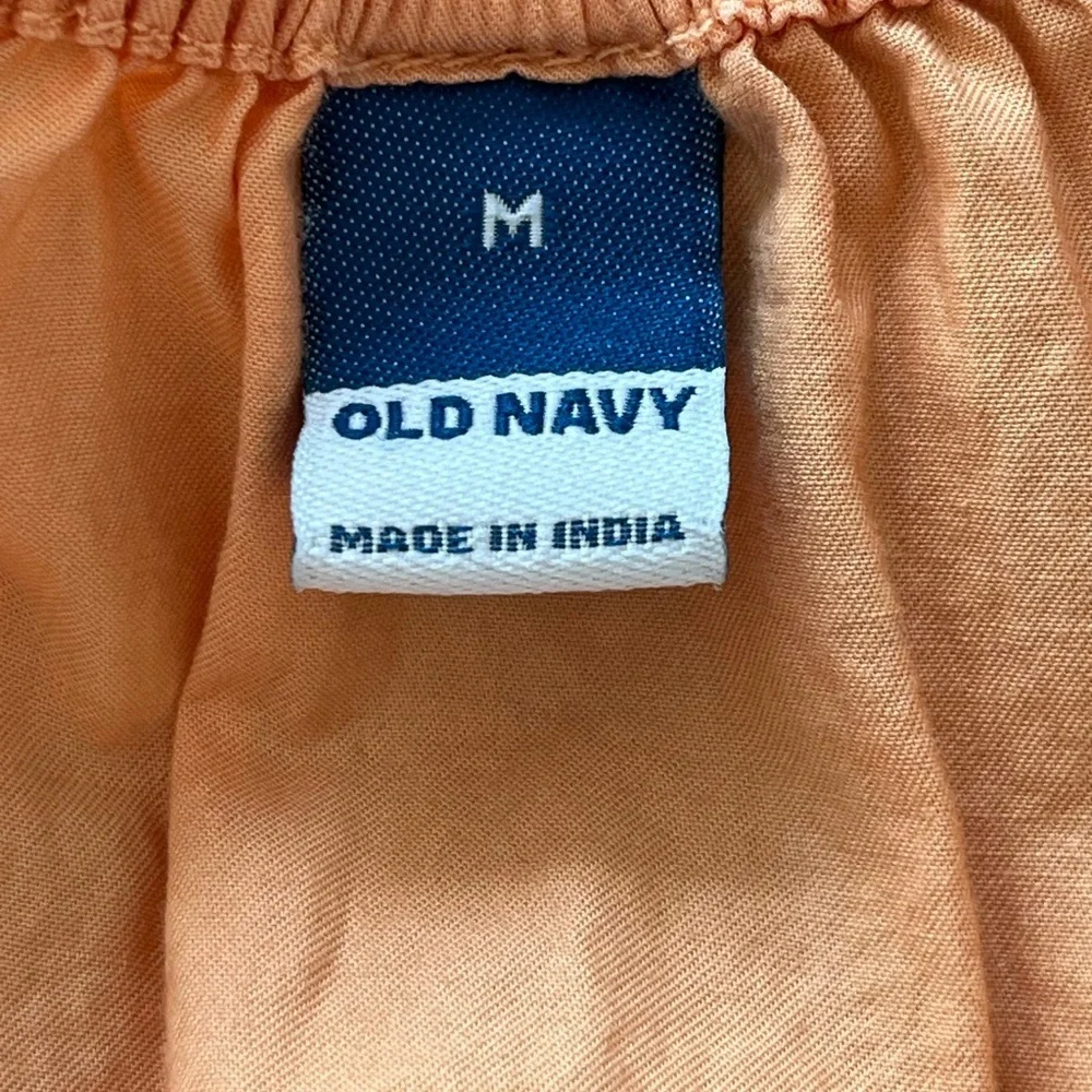 Old Navy Smocked V Neck Peplum Top Puff Sleeves Cotton Size Medium Milkmaid